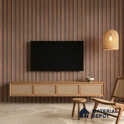 Cappucino Brown Leather Look PN 05549 8 ft x 6 inch Charcoal Panel - 7 mm | Suitable for Feature Wall, TV Unit & Living Room | Width is Subjected to 5% Variation