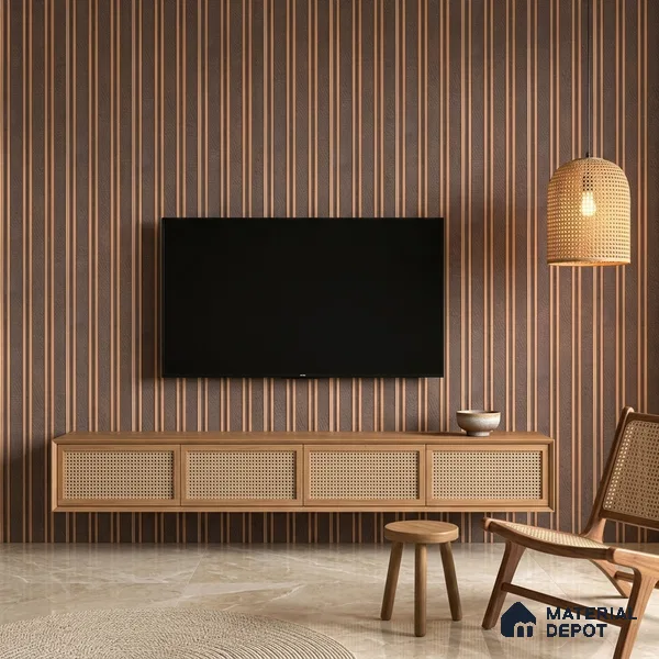 Cappucino Brown Leather Look PN 05549 8 ft x 6 inch Charcoal Panel - 7 mm | Suitable for Feature Wall, TV Unit & Living Room | Width is Subjected to 5% Variation