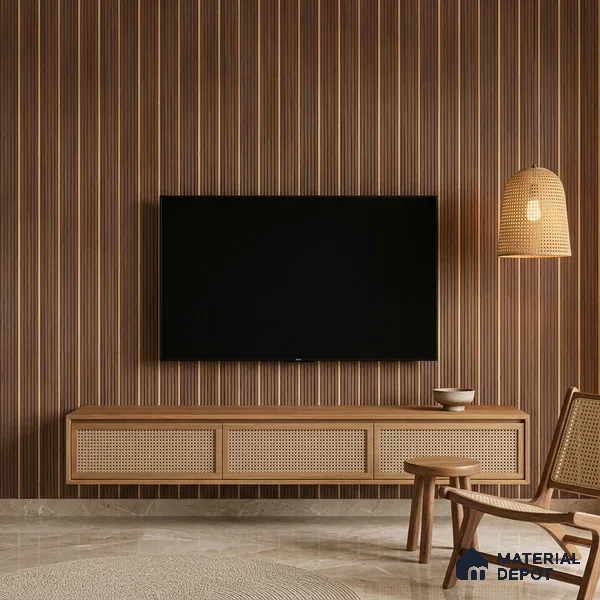 Wooden Look PN 07141 9.5 ft x 6 inch Charcoal Panel - 6 mm | Suitable for Feature Wall, TV Unit & Living Room | Width is Subjected to 5% Variation