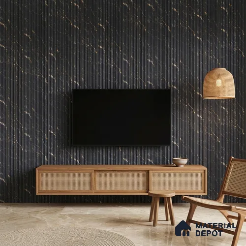 Graphite Black Marble Look PN 07445 8 ft x 4.8 inch PVC Panel - 10 mm | Suitable for Living Room, Bedroom & Office | Width is Subjected to 5% Variation
