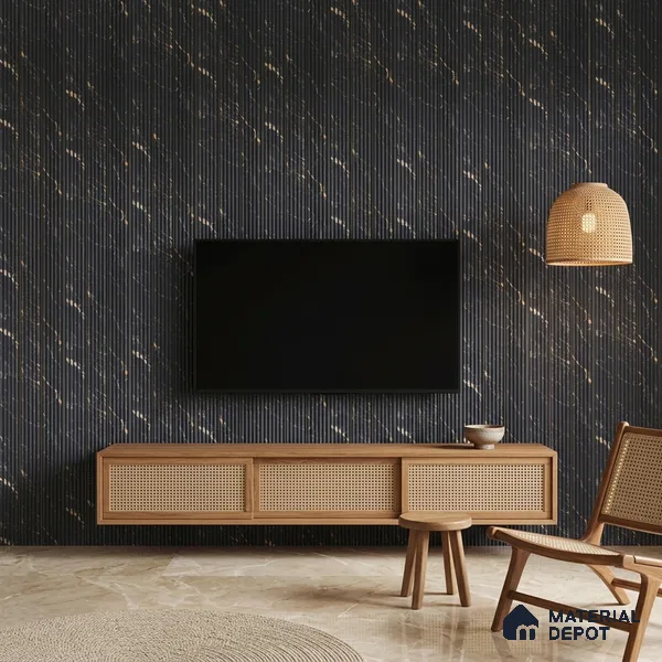 Graphite Black Marble Look PN 07445 8 ft x 4.8 inch PVC Panel - 10 mm | Suitable for Living Room, Bedroom & Office | Width is Subjected to 5% Variation