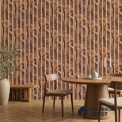Teak Brown Marble Look PN 07455 8 ft x 4.8 inch PVC Panel - 10 mm | Suitable for Living Room, Bedroom & Office | Width is Subjected to 5% Variation
