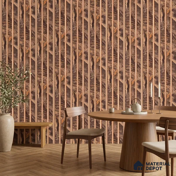 Teak Brown Marble Look PN 07455 8 ft x 4.8 inch PVC Panel - 10 mm | Suitable for Living Room, Bedroom & Office | Width is Subjected to 5% Variation