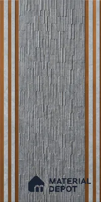 Grey Patterned Louver PN 01648 8 ft x 12 inch Charcoal Panel - 6 mm | Suitable for Feature Wall, TV Unit & Living Room | Width is Subjected to 5% Variation