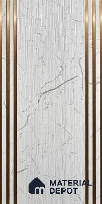 White Marble Louver PN 01650 8 ft x 12 inch Charcoal Panel - 6 mm | Suitable for Feature Wall, TV Unit & Living Room | Width is Subjected to 5% Variation
