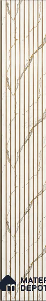White Marble Louver PN 01654 8 ft x 12 inch Charcoal Panel - 6 mm | Suitable for Feature Wall, TV Unit & Living Room | Width is Subjected to 5% Variation