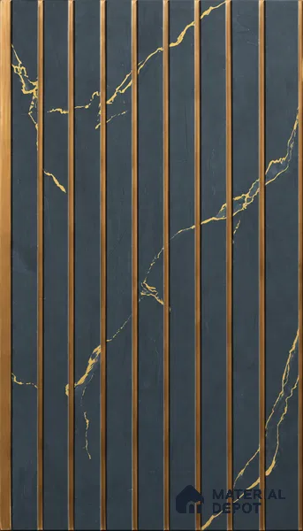 Black Marble Louver PN 01655 8 ft x 12 inch Charcoal Panel - 6 mm | Suitable for Feature Wall, TV Unit & Living Room | Width is Subjected to 5% Variation
