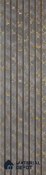 Grey Marble Louver PN 01656 8 ft x 12 inch Charcoal Panel - 6 mm | Suitable for Feature Wall, TV Unit & Living Room | Width is Subjected to 5% Variation