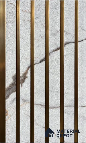 White Marble Louver PN 06011 8 ft x 12 inch Charcoal Panel - 7 mm | Suitable for Feature Wall, TV Unit & Living Room | Width is Subjected to 5% Variation