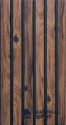 Brown Wooden Louver PN 06013 8 ft x 12 inch Charcoal Panel - 7 mm | Suitable for Feature Wall, TV Unit & Living Room | Width is Subjected to 5% Variation
