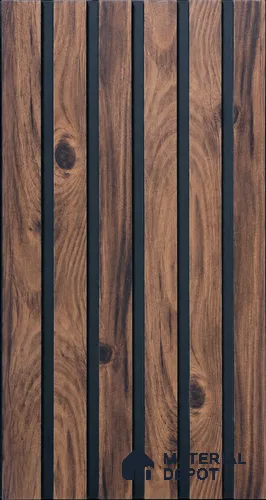 Brown Wooden Louver PN 06013 8 ft x 12 inch Charcoal Panel - 7 mm | Suitable for Feature Wall, TV Unit & Living Room | Width is Subjected to 5% Variation