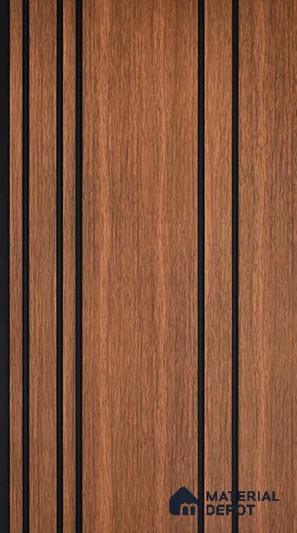 Brown Wooden Louver PN 05558 9.5 ft x 12 inch Charcoal Panel - 6 mm | Suitable for Feature Wall, TV Unit & Living Room | Width is Subjected to 5% Variation