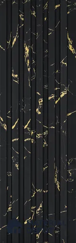 Black Marble Look Charcoal Louver/Panel 10 ft x 5 inch - 6 mm | Ideal for Feature Wall, Living Room, Bedroom, Home, TV Unit | PN 07087