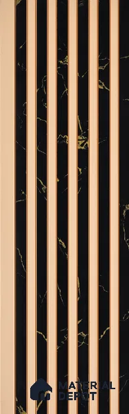 Black Marble Look Charcoal Louver/Panel 10 ft x 5 inch - 6 mm | Ideal for Feature Wall, Living Room, Bedroom, Home, TV Unit | PN 07088