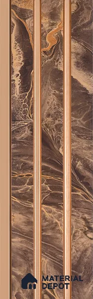 Teak Brown Marble Look PN 07455 8 ft x 4.8 inch PVC Panel - 10 mm | Suitable for Living Room, Bedroom & Office | Width is Subjected to 5% Variation