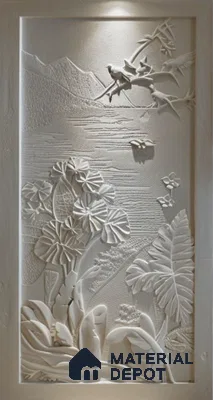 Serene Lotus Lake 3D Wall 7.15 ft x 2.62 ft CNC Made HDHMR Panel - 25 mm