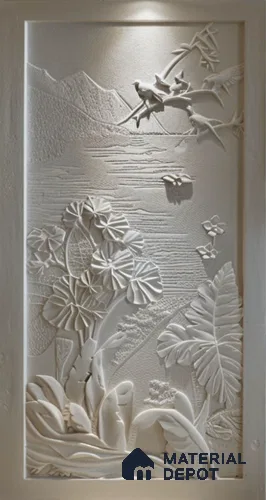 Serene Lotus Lake 3D Wall 7.15 ft x 2.62 ft CNC Made HDHMR Panel - 25 mm