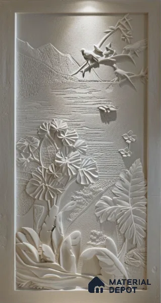 Serene Lotus Lake 3D Wall 7.15 ft x 2.62 ft CNC Made HDHMR Panel - 25 mm