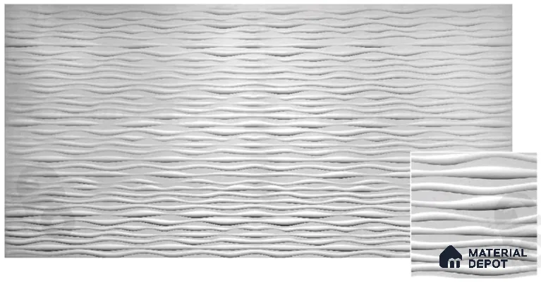 Ocean Wave 3D Wall Panel 3.8 ft x 7.8 ft CNC Made HDHMR Panel - 25 mm
