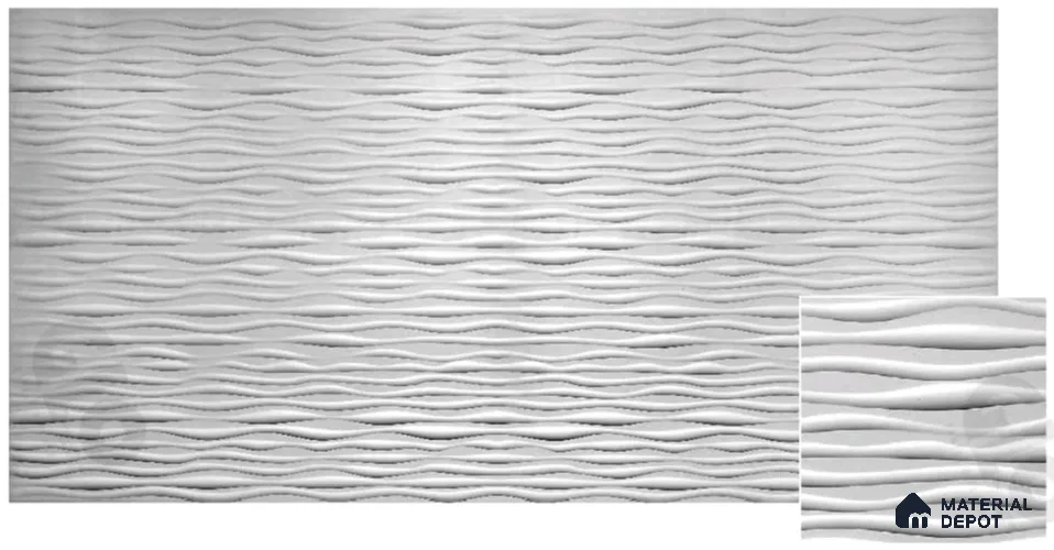 Ocean Wave 3D Wall Panel 3.8 ft x 7.8 ft CNC Made HDHMR Panel - 25 mm