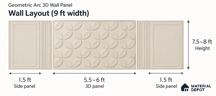 Geometric Arc 3D 8 ft x 9 ft CNC Made HDHMR Panel - 25 mm