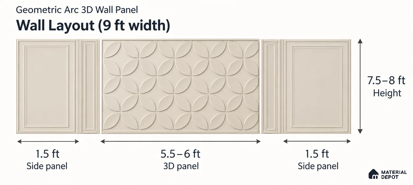 Geometric Arc 3D 8 ft x 9 ft CNC Made HDHMR Panel - 25 mm