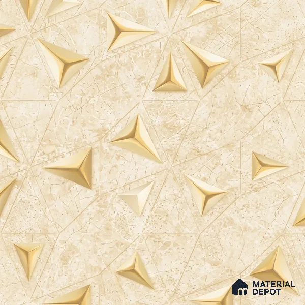88490-1 | Gold 3D Diamond Facet PVC Patterned Wallpaper - 5 Meter x 42 Inch, 57 Sq. Ft. (Min. 15% Wastage)