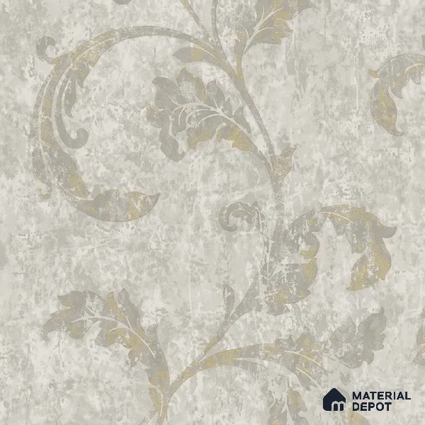 88481-2 | Grey Leaf Wash PVC Floral Wallpaper - 5 Meter x 42 Inch, 57 Sq. Ft. (Min. 15% Wastage)