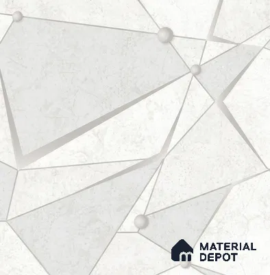 88504-1 | White & Silver Faceted Triangle Geometric Look Wallpaper 5 Meter x 42 Inch PVC - 57 Sq. Ft. | Minimum 15% wastage during installation