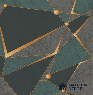 88504-3 | Teal Faceted Triangle Gold Geometric Look Wallpaper 5 Meter x 42 Inch PVC - 57 Sq. Ft. | Minimum 15% wastage during installation