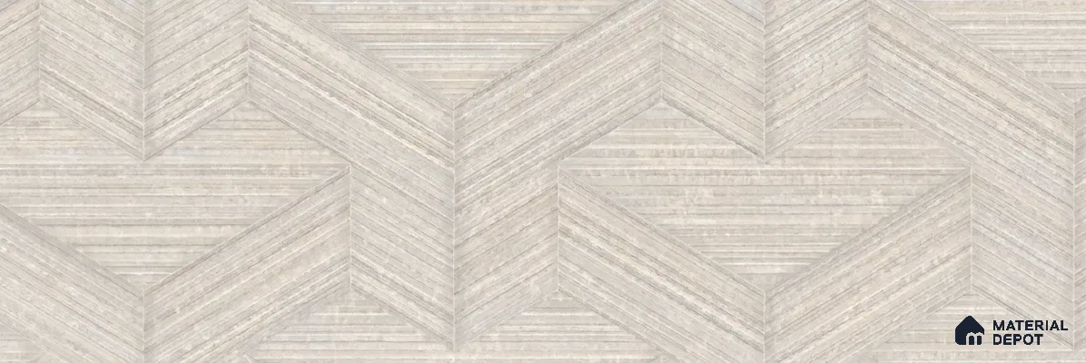 81295-2 | Off-White & Grey Chevron Weave Texture Wood PVC Patterned Wallpaper - 5 Meter x 42 Inch, 57 Sq. Ft. (Min. 15% Wastage)