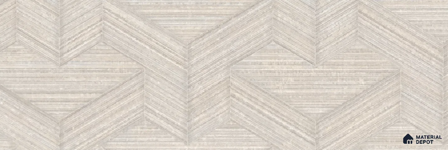 81295-2 | Off-White & Grey Chevron Weave Texture Wood PVC Patterned Wallpaper - 5 Meter x 42 Inch, 57 Sq. Ft. (Min. 15% Wastage)
