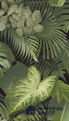 74016-3 | Green Palm Jungle PVC Floral Wallpaper - 5 Meter x 42 Inch, 57 Sq. Ft. (Min. 15% Wastage)