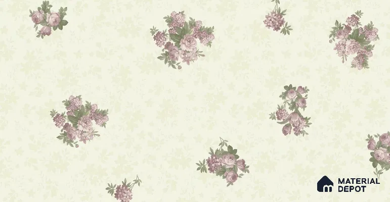 74026-3 | Ivory Blush Rose Sprays PVC Floral Wallpaper - 5 Meter x 42 Inch, 57 Sq. Ft. (Min. 15% Wastage)