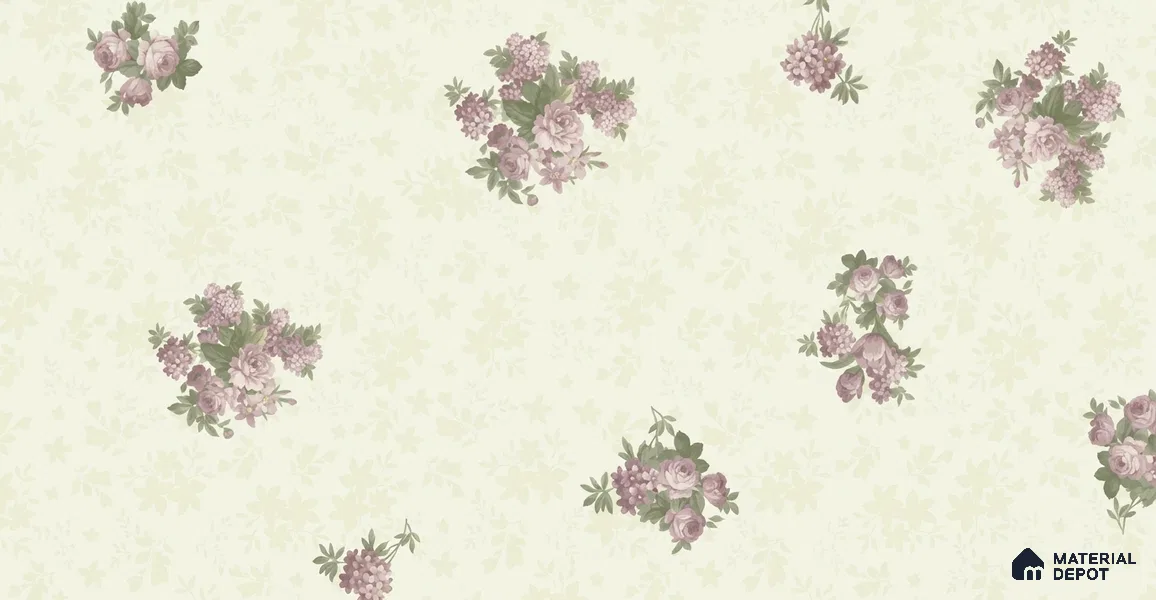 74026-3 | Ivory Blush Rose Sprays PVC Floral Wallpaper - 5 Meter x 42 Inch, 57 Sq. Ft. (Min. 15% Wastage)