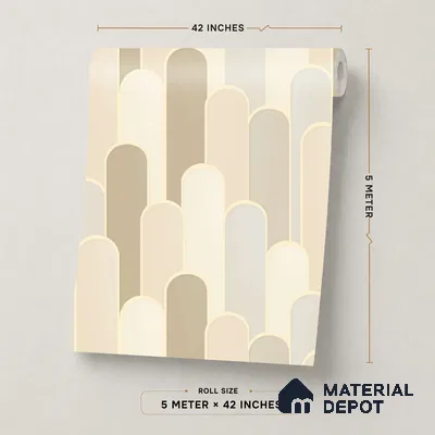 TC 707 | Warm Beige Retro Column Patterned Wallpaper - 5 Meter x 42 Inch, 57 Sq. Ft.