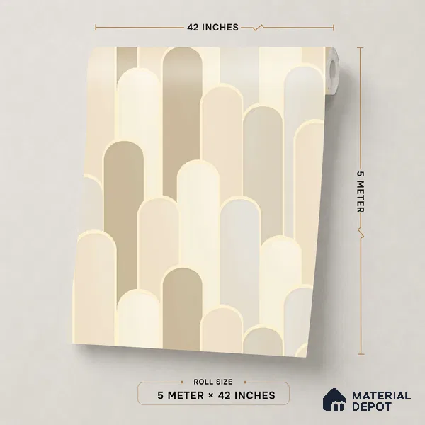 TC 707 | Warm Beige Retro Column Patterned Wallpaper - 5 Meter x 42 Inch, 57 Sq. Ft.