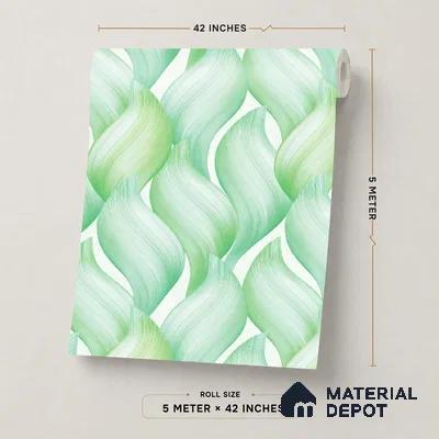 TC 714 | Mint Green Twisted Ribbon Abstract Look Wallpaper 5 Meter x 42 Inch - 57 Sq. Ft.