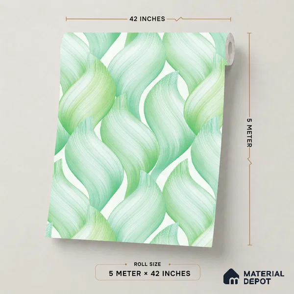 TC 714 | Mint Green Twisted Ribbon Abstract Look Wallpaper 5 Meter x 42 Inch - 57 Sq. Ft.