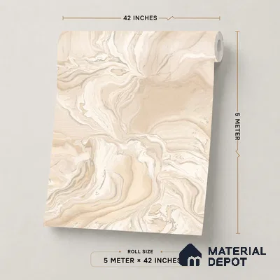 TC 781 | Beige Tan Liquid Marble Look Wallpaper 5 Meter x 42 Inch - 57 Sq. Ft.