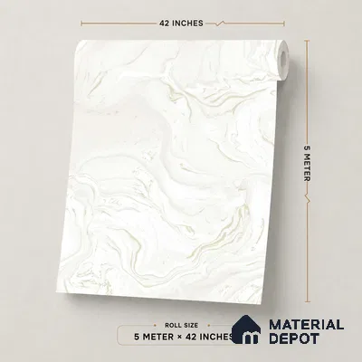 TC 782 | White Liquid Marble Look Wallpaper 5 Meter x 42 Inch - 57 Sq. Ft.
