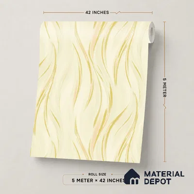 TC 785 | Cream Gold Silk Ripple Abstract Look Wallpaper 5 Meter x 42 Inch - 57 Sq. Ft.