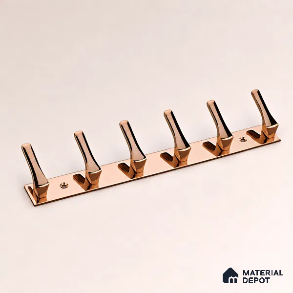 Ottr Zinc Aluminium Hook HA 00377 B PVD Rose Gold Finish - 6 Hook | 2 Years Warranty
