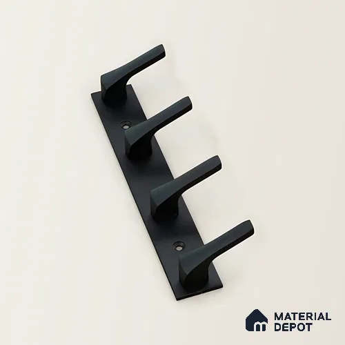 Ottr Zinc Aluminium Hook HA 00377 G Black Finish - 4 Hook | 2 Years Warranty