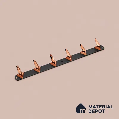 Ottr Zinc Aluminium Hook HA 00380 B Black Rose Gold Finish - 6 Hook | 2 Years Warranty