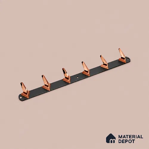 Ottr Zinc Aluminium Hook HA 00380 B Black Rose Gold Finish - 6 Hook | 2 Years Warranty