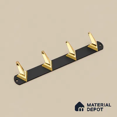 Ottr Zinc Aluminium Hook HA 00380 E Black Gold Finish - 4 Hook | 2 Years Warranty