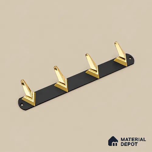 Ottr Zinc Aluminium Hook HA 00380 E Black Gold Finish - 4 Hook | 2 Years Warranty