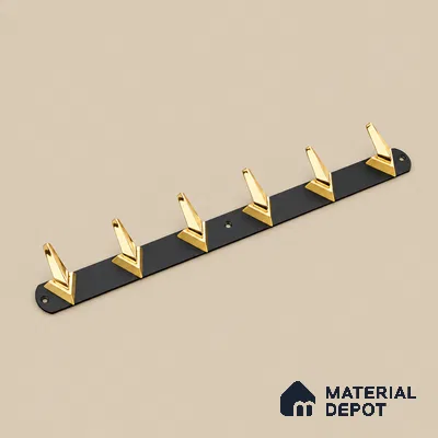 Ottr Zinc Aluminium Hook HA 00380 F Black Gold Finish - 6 Hook | 2 Years Warranty