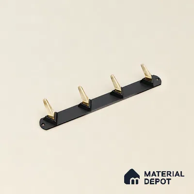 Ottr Zinc Aluminium Hook HA 00380 G Black Antique Brass Finish - 4 Hook | 2 Years Warranty